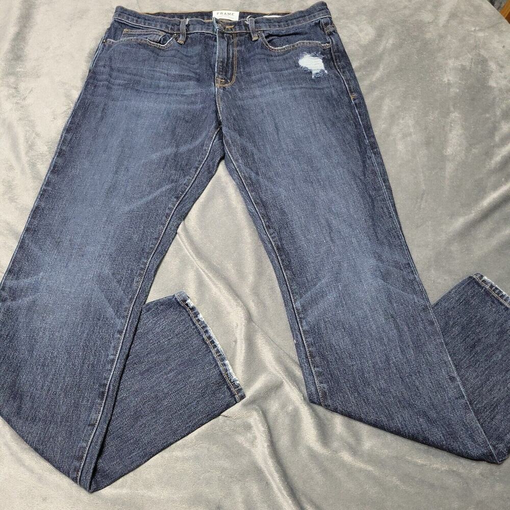 Frame Jeans Mens 34 x 32 LHomme Slim Blue Distressed Comfort Stretch Denim Pants